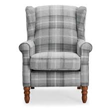 Oswald Check Wingback Armchair Grey Armchair Grey Armchair Wingback Armchair