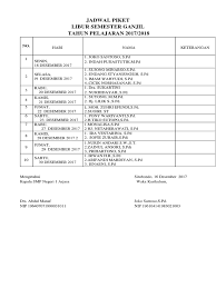 Jadwal piket memang menjadi salah satu komponen penting di setiap kelas untuk tetap menjaga kebersihan di kelas. Jadwal Guru Piket Pdf