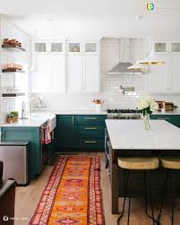 White Upper Cabinets Dark Teal Lower Cabinets Small Cabinets Near Ceiling Jewel Colored R Kitchen Cabinet Colors Green Kitchen Cabinets New Kitchen Cabinets