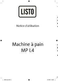 Notice Machine A Pain Listo Mp L4 Et Pieces Detachees Cuve Courroie Cuilliere Moteur Pale Resistance