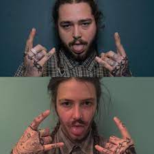 Used Make Up And My Bf S Beard Trimmings To Transform Into Post Malone Halloween Costumes Pictures Post Malone Hair Beard Trimming