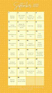 Sept 2020 Content Calendar For Churches In 2020 Content Calendars Content September Calendar