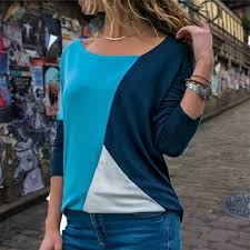 Women Clothing Patpat Free Shipping Stylish Tops For Women Color Block Tee Stylish Tops