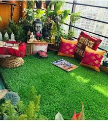 Artificial Grass Floor And Wall Decoration Bolkon Terrace Patio Garden Grass Wooden Floor Parquet Indoor An In 2020 Terrace Decor Small Balcony Decor Balcony Decor