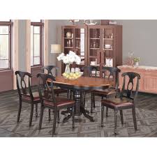 Sutton white dining room set with oval table. Kenl7 Blk Lc 7 Pc With Pedestal Oval Dining Table And 6 Dining Chairs Black And Cherry Finish On Sale Overstock 10296452