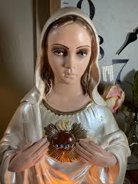 Virgin Mary, Madonna, Blessed Mother, White Roses, TV Light, Lamp, Sacred  Heart, Chalk-wear Statue, 15 Inch, Large, 1965 K5/10