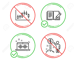 do or stop feedback music making and candlestick graph icons