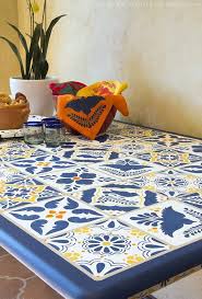 How To Stencil A Mexican Talavera Tile Table Diy Project Tutorial Talavera Tiles Stencils Wall Tile Stencil