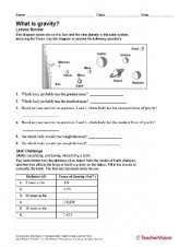 Earth's gravity is what keeps you on the ground and what makes things fall. What Is Gravity Printable 6th 12th Grade Teachervision