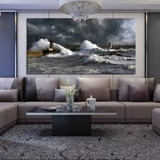 Wall art large abstract painting teal blue navy grey gray white canvas art big huge contemporary minimalist modern. Custom Size Spectacular Ocean Storm Canvas Paintings Huge Waves Posters Prints Sea Wall Art Pictures For Living Room Home Decor Painting Calligraphy Aliexpress