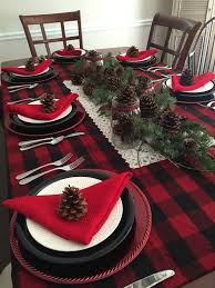 2015 Christmas Table I Used A Buffalo Plaid Stadium Blanket As Table Covering Mason Jars Fi Christmas Table Decorations Plaid Christmas Decor Rustic Christmas