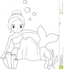 Color the seashell so that dolly can get. Mermaid Under The Sea Coloring Page Stock Illustration Illustration Of Clip Clean 54172043