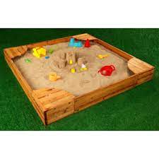 The kidkraft backyard sandbox gives kids a perfect place to build sandcastles, dig for treasure and play with all of their favorite sand toys. Amazon Com Kidkraft Wooden Backyard Sandbox With Built In Corner Seating And Mesh Cover Honey Gift For Ages 2 8 Toys Games