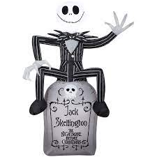 Jack skellington and sally from the nightmare before christmas! Disney Airblown Jack Skellington On A Tombstone Halloween Decoration The Home Depot Canada