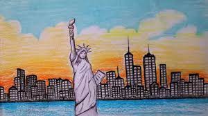 Aug 06, 2018 · how to draw new york city easy. How To Draw Scenery Of New York Statue Of Liberty Step By Step Easy Draw Youtube