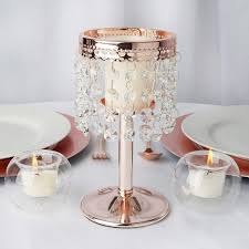 Gold geo tealight & votive candle holders. Balsacircle 8 Inch Tall Rose Gold Crystal Tealight Candle Holder Wedding Party Dining Table Home Centerpieces Decorations Buy Online In Bahamas At Bahamas Desertcart Com Productid 112601238