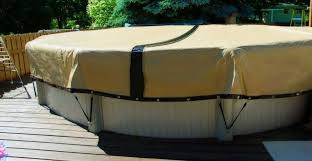 The Ultimate Winter Pool Cover Self Draining Winter Pool Cover For Above Ground Pools With Images Winter Pool Covers Pool Cover In Ground Pools