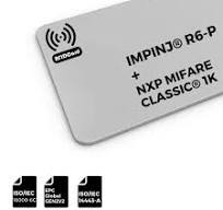 RFID Dual-Band HF+UHF Combo Card NXP MIFARE Classic® EV1 1K (S50) & Impinj®  Monza® R6-P