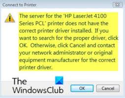 Note that you may have to click the windows update button in this add printers dialogue, then wait (perhaps for several minutes) whilst additional drivers are downloaded, and the list repopulated. The Server For The Printer Does Not Have The Correct Printer Driver Installed