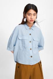 Shirt With Pockets View All Shirts Blouses Woman Zara United States Linen Blend Shirt Tool Shirt Long Shirt Blouse