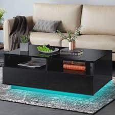 Costway Rectangular Tempered Glass Coffee Table With Shelf Wood Living Room Furniture Walmart Com In 2021 Wood Furniture Living Room Black Living Room Table Coffee Table With Hidden Storage