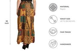 Amazon.com: Exotic India Long Printed Dori Skirt from Gujarat with Patch  Work