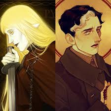 vox.rocket and @atosaido collab!! so excited we got to work together and  draw each others characters pyremor and daniel! both pieces came out so  amazing… can't wait to see what else we