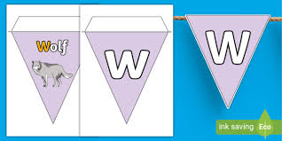 A vocabulary list featuring 100 sat words beginning with w,x,y, and z. W Alphabet Pictures Bunting Alphabet W Display Bunting