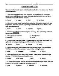 Context Clues Multiple Choice Quiz Context Clues Worksheets Context Clues Context Clues Assessment