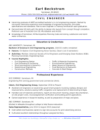 sample resume for an entry level civil