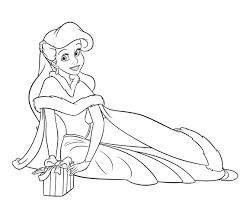 Disney Princess And A Gift Box At Christmas Coloring Pages Raskraski Disnej Raskraski Disnej