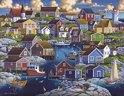 Florence dowdle 500 piece jigsaw puzzle 16 x 20 complete w/poster. Peggy S Cove 1000 Pieces Dowdle Folk Art Puzzle Warehouse