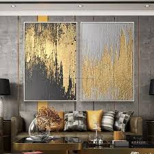 Canvas Painting Cuadro Decoracion Acrylic Painting Palette Knife Gold Oil Painting Wall Art Pictur Living Room Pictures Gold Leaf Painting Art Painting Acrylic