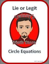 Lie Or Legit Equation Of A Circle By Swinny S Math Store Tpt Rational Root Theorem What S My Line Math
