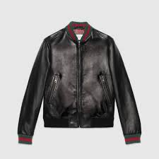 Gucci Leather Jacket With Web Gucci Leather Jacket Leather Bomber Jacket Jackets Men Fashion