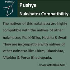 Pushya Nakshatra Compatibility Vedic Astrology Horoscope Astrology