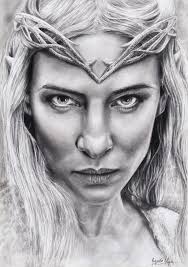 My drawing of Galadriel made with pencil 😊