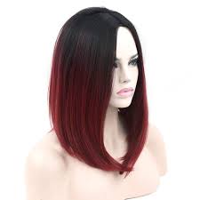 Black And Red Ombre Hair Short Soowee 11 Colors Black To Pink Ombre Hair Straight Bob Wigs Synthetic Hair Short Party Hair Cosplay Wig For Women Ombr Short Ombre Hair Red Bob Hair Ombre Hair