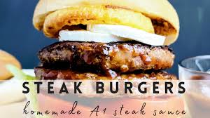 Homemade bbq sauce in a saucepan, heat the onion, garlic,. Amazing Omaha Steak Burgers With Easy Homemade A1 Steak Sauce