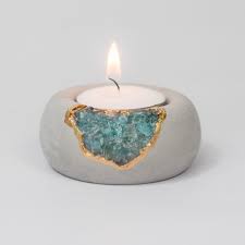 Tea Light Candle Holder Concrete Candle Holders Geode Candle Holder Crystal Candle Holder