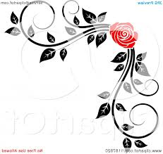 Black And White Outline Flower Clipart Simple Corner Border Clipart Of A Red Rose And Black White Foliage Royalty Free Vector Illustration Bor Clip Art Borders Free Vector Illustration Roses Drawing