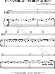 Maybe you would like to learn more about one of these? Tom Petty The Heartbreakers Don T Come Around Here No More Sheet Music In F Major Download Print Sku Mn0036797