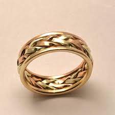 Braided In Gold Men S Large Wedding Band Handmade In Etsy Rings For Men Unusual Wedding Rings Wedding Rings Unique