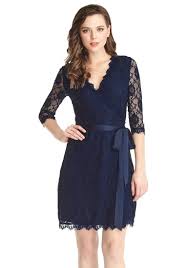 Navy Blue Lace Overlay V Neck Belted Wrap Dress Grapent Lace Dress With Sleeves Dresses Belted Wrap Dress