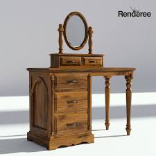 Mirrored table gold office desk living dining room bedroom hallway. Victorian Table And Mirror Set Old Natural 3d Cgtrader