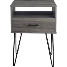 Within the drawer, you can keep your phone, remotes, papers and more. Walker Edison Rectangular Mid Century Modern High Grade Mdf 1 Drawer Side Table Slate Gray Bbf18crfstsg Best Buy