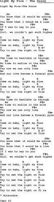song light my fire by the doors with lyrics for vocal performance and accompaniment chords for ukulele gu guitar chords for songs ukulele songs guitar chords