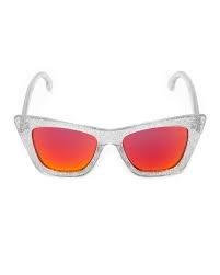 Available on orders $70 to $1000. Bewitched Sunglasses Silver Glitter Frame With Red Mirror Lens Lux De Ville