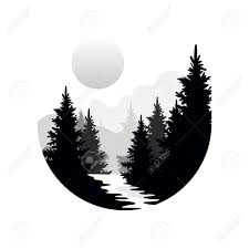 Beautiful Nature Landscape With Silhouettes Of Forest Coniferous Royalty Free Cliparts Vectors And Stock Illustration Image 96059551