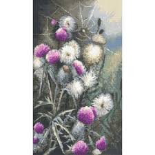 Please, use the online calculator: Cross Stitch Pattern Plumeless Thistles Coricamo